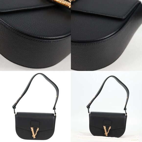 VERSACE Shoulder Bag Leather Black Gold Auth 118818A - Picture 13 of 13